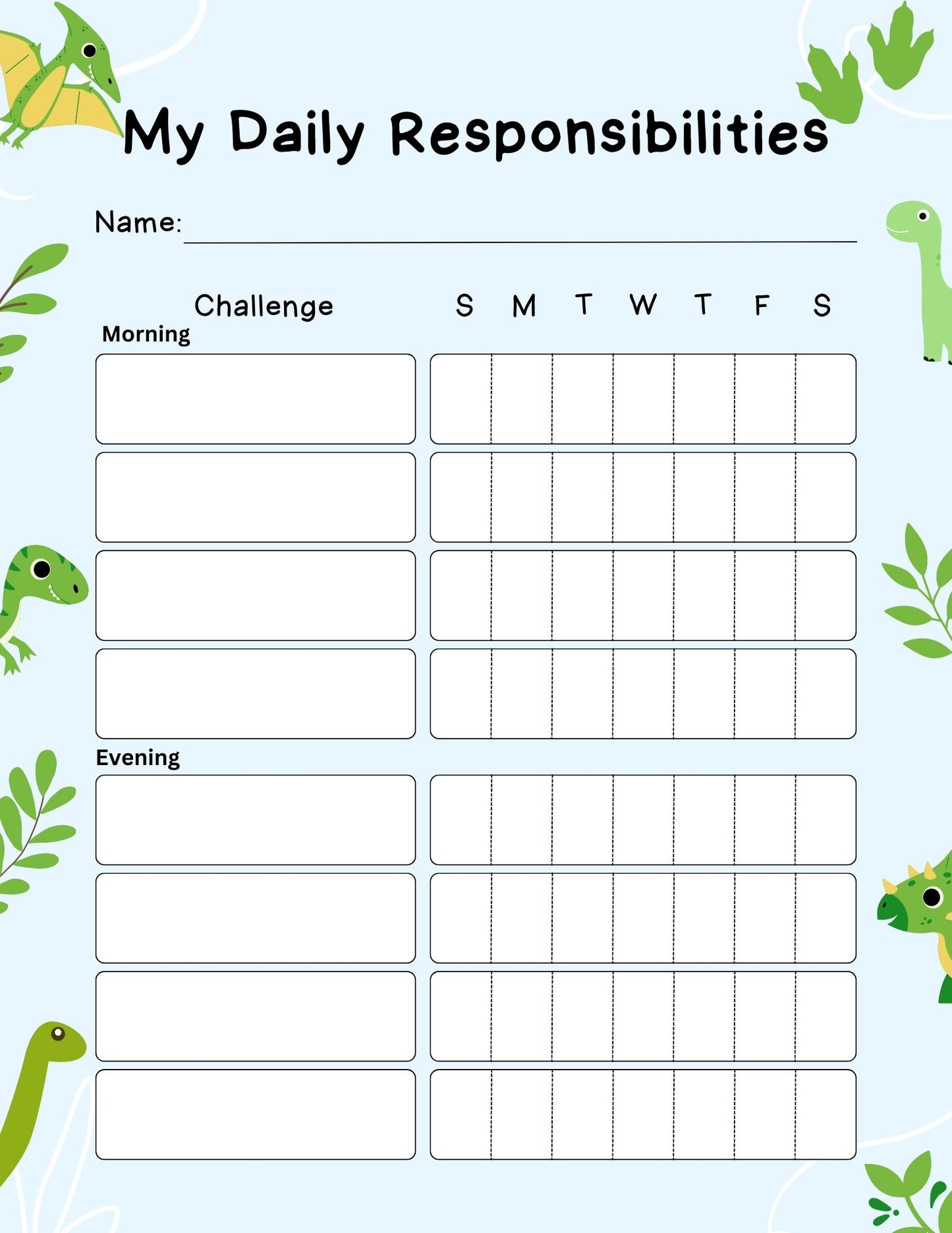 Printable Weekly Chore Charts - Digital File only